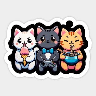 Cat Anime Tribute Shirt Whimsical Whisker Wonder Sticker